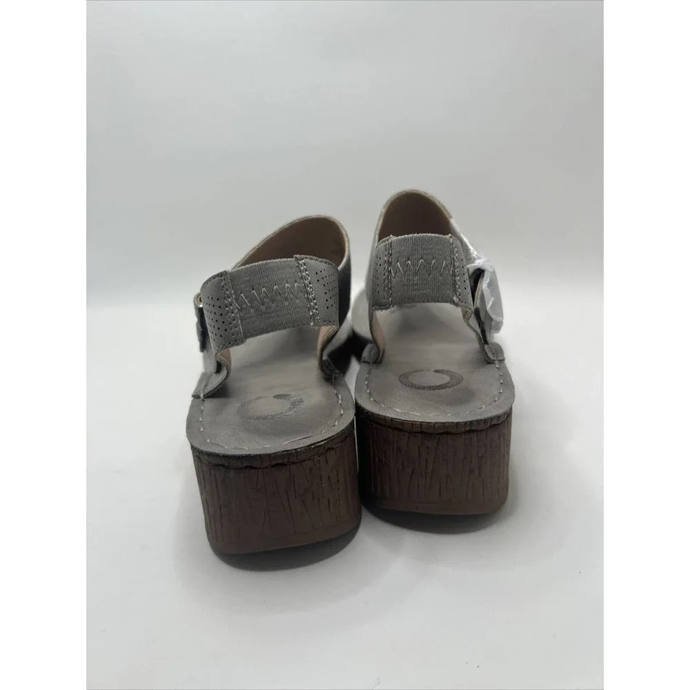 Journee Collection Womens Mckell Thong Sandal 7 summer grey gray wedge - Picture 4 of 5